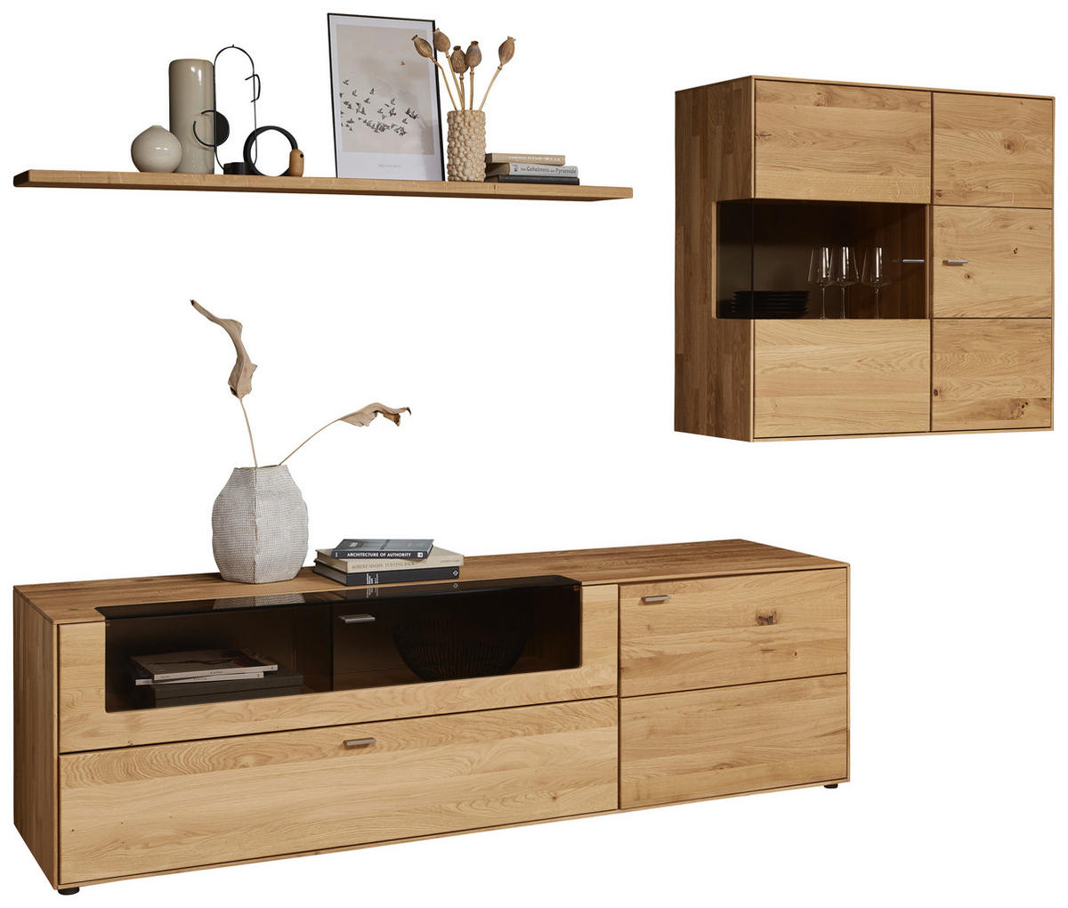 WOHNWAND  in Eichefarben 288,4/196,2/54,5 cm  - Eichefarben, Natur, Glas/Holz (288,4/196,2/54,5cm) - Valnatura