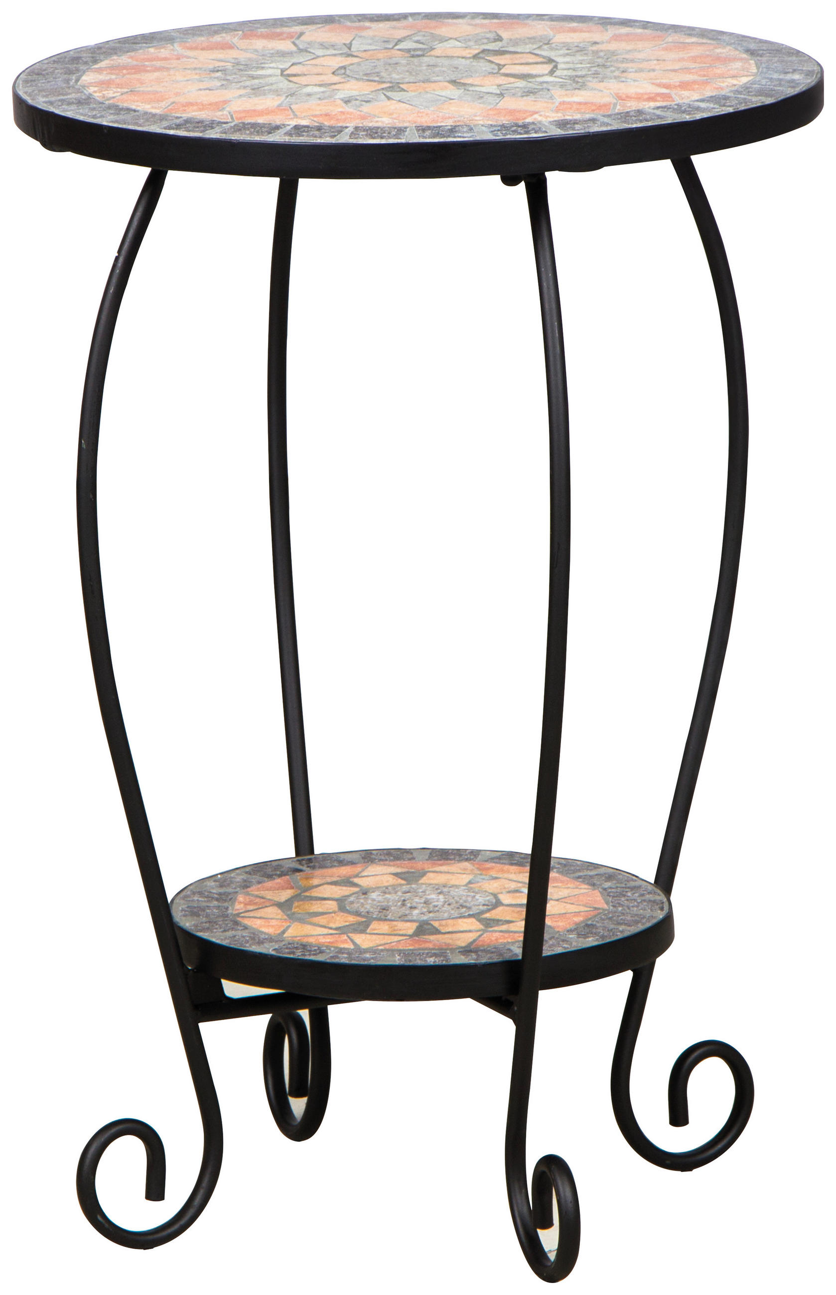 GARTENBEISTELLTISCH 41/41/59 cm Metall, Keramik  - Multicolor/Schwarz, MODERN, Keramik/Metall (41/41/59cm) - Siena Garden