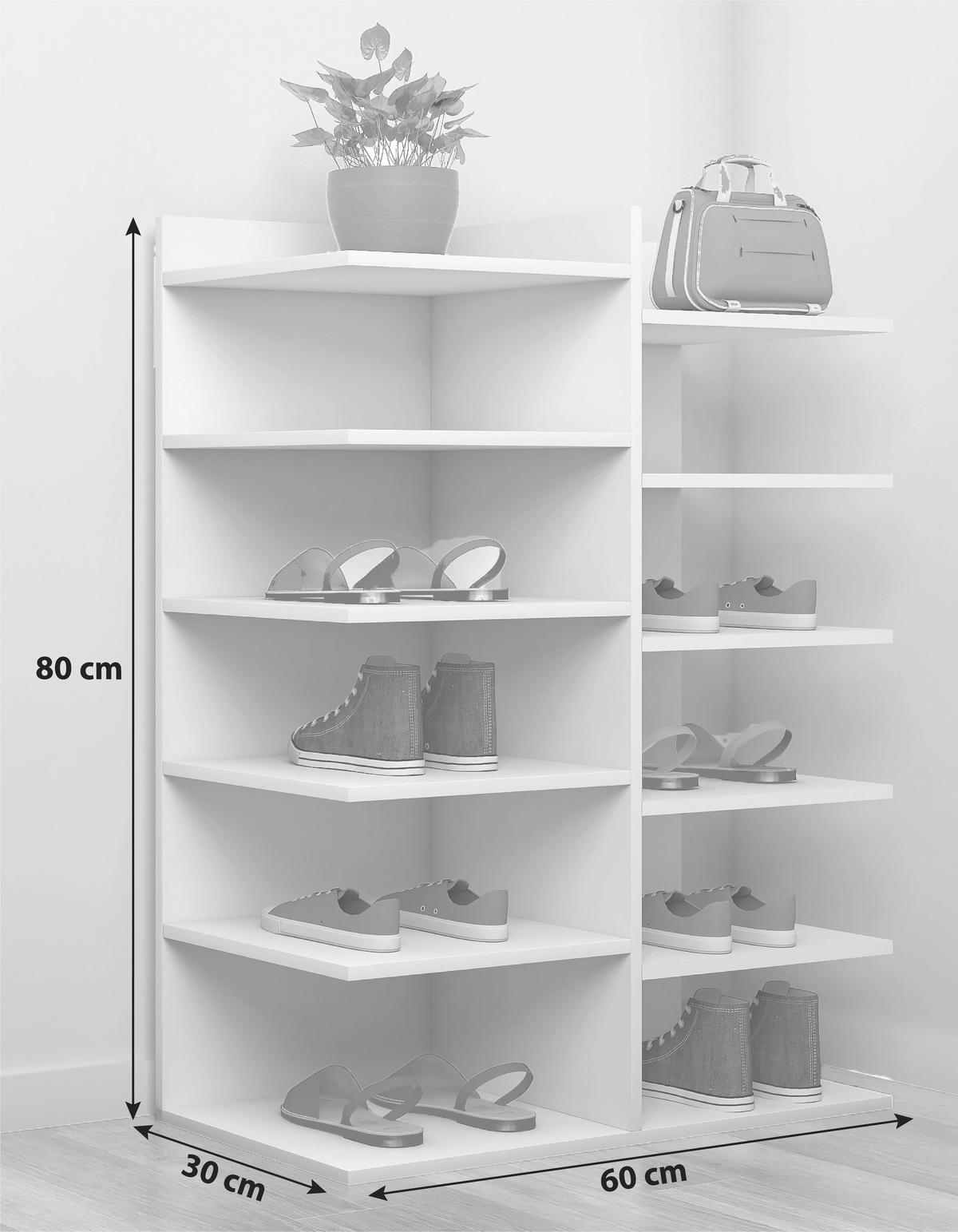 SCHUHREGAL 60/80/30 cm  - Weiss, Basics, Holzwerkstoff (60/80/30cm) - MID.YOU