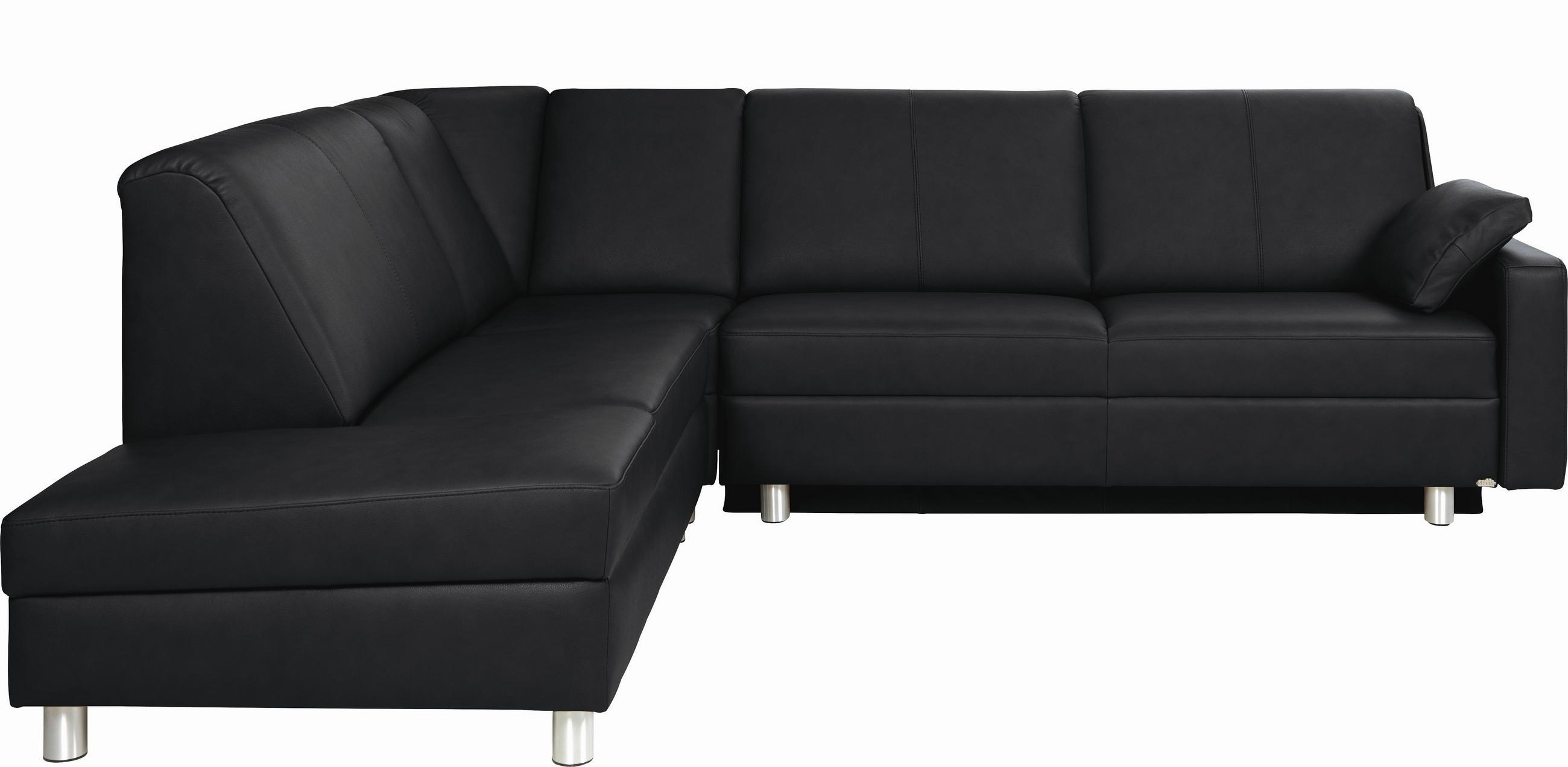 ECKSOFA in Echtleder Grau  217/268 cm  - Alufarben/Grau, KONVENTIONELL, Leder/Metall (217/268cm) - Sedda