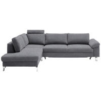 ECKSOFA in Velours Grau  - Chromfarben/Grau, Design, Textil/Metall (200/282cm) - Pure Home Lifestyle
