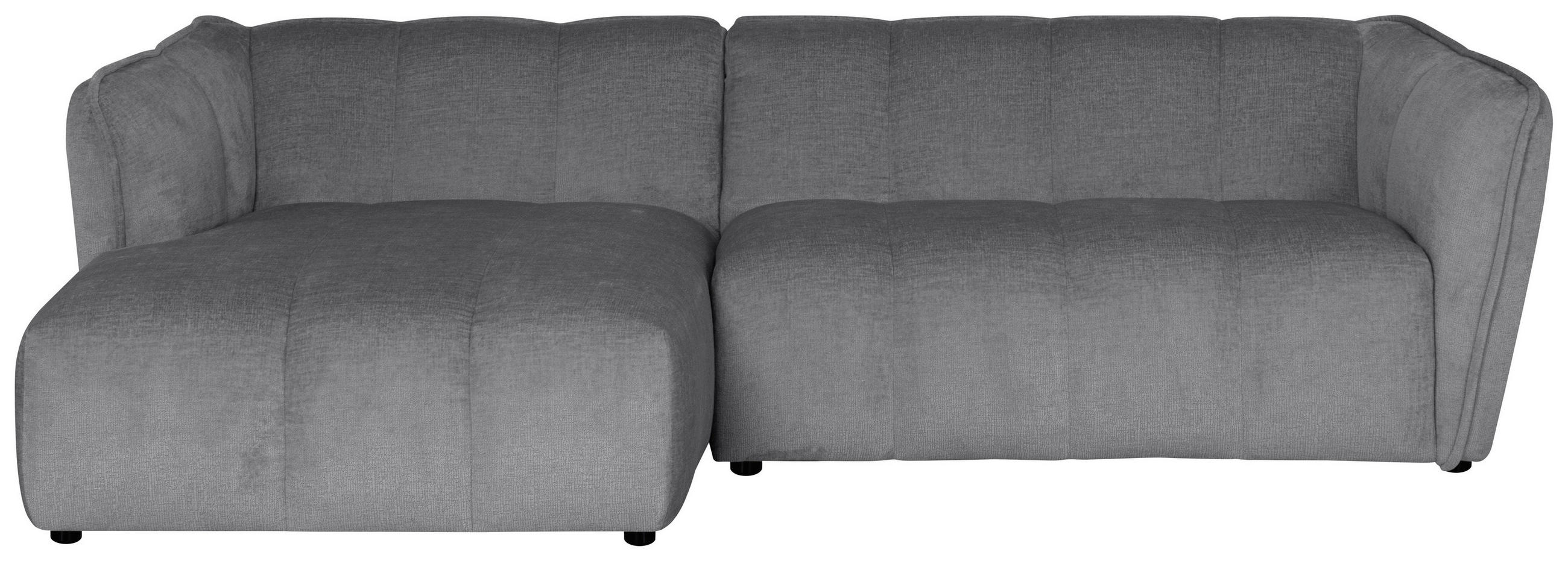 ECKSOFA LIVOLI in Chenille Hellgrau  160/246 cm  - Hellgrau/Schwarz, Design, Textil (160/246cm) - MID.YOU