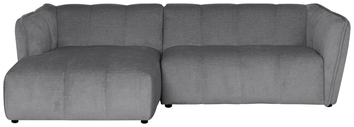 ECKSOFA LIVOLI in Chenille Hellgrau  160/246 cm  - Hellgrau/Schwarz, Design, Textil (160/246cm) - MID.YOU