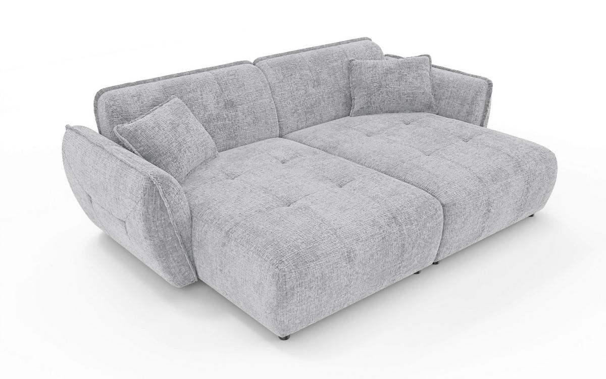 BIGSOFA NELIA Chenille Hellgrau  - Hellgrau/Schwarz, Design, Kunststoff/Textil (252/81/155cm) - P & B