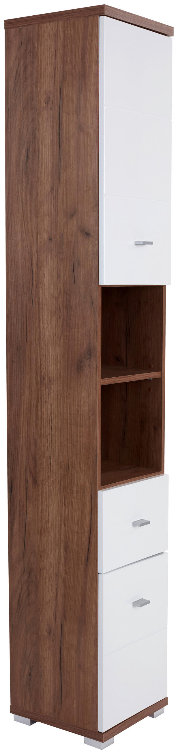 HOCHSCHRANK 35,5/190/31,5 cm  - Eichefarben/Alufarben, KONVENTIONELL, Holzwerkstoff/Kunststoff (35,5/190/31,5cm) - MID.YOU
