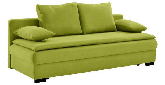 SCHLAFSOFA in Samt Olivgrün  - Schwarz/Olivgrün, KONVENTIONELL, Kunststoff/Textil (207/94cm) - Venda