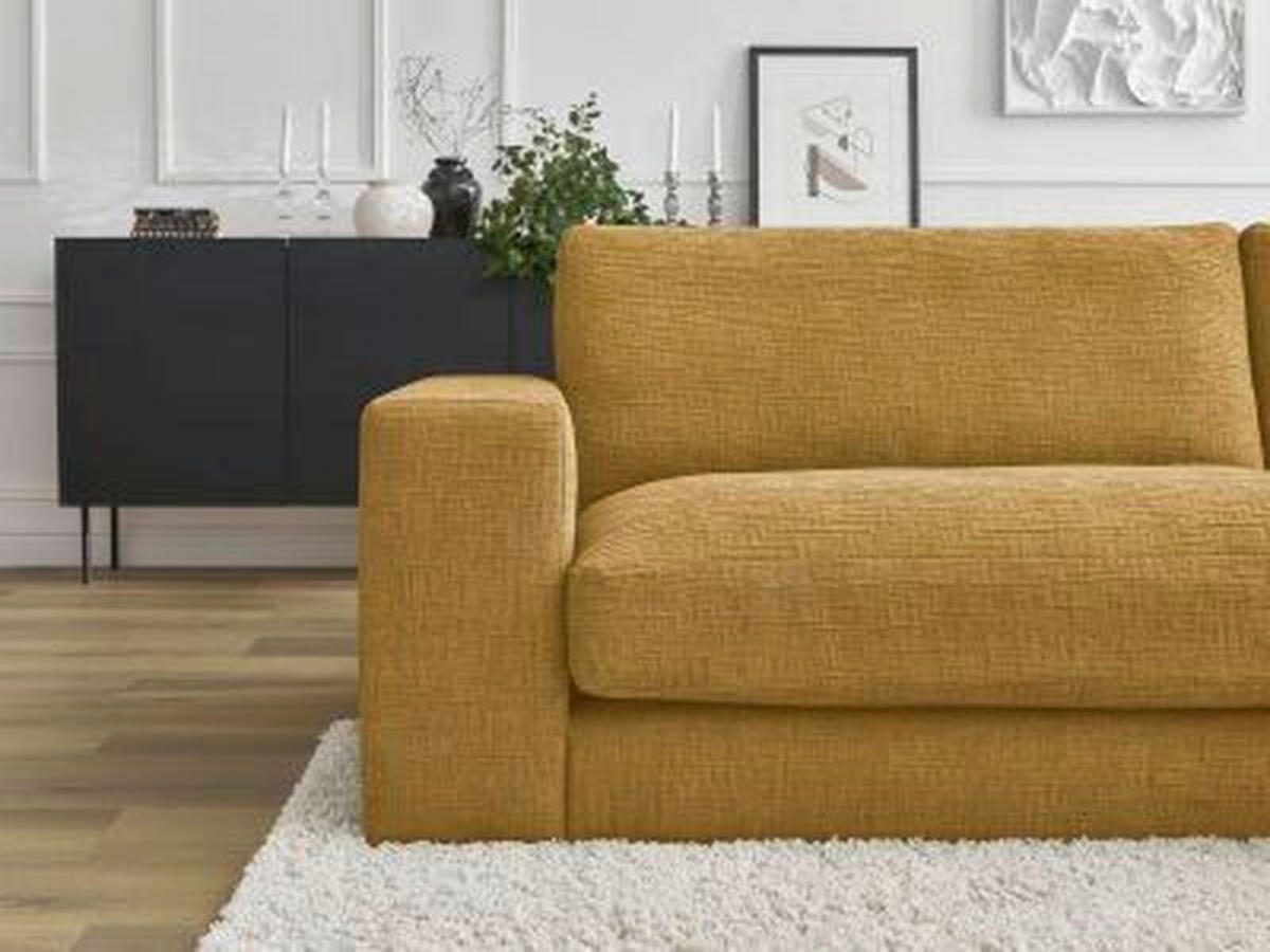 3-SITZER-SOFA LEONARD Struktur Gelb  - Gelb/Schwarz, MODERN, Kunststoff/Textil (234/77/109cm)