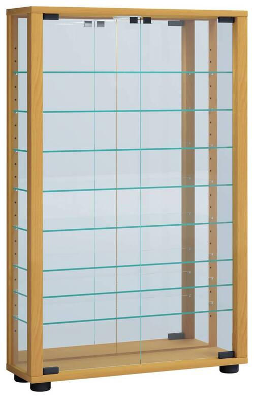 VÄGGHÄNGT VITRINSKÅP i bokfärgad   - bokfärgad/svart, Modern, trämaterial/glas (59/91,3/18cm) - MID.YOU