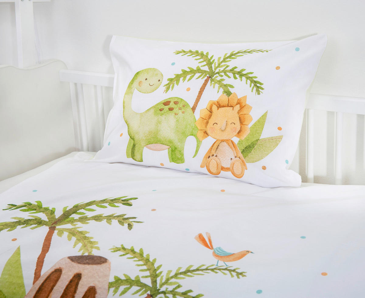 BABYBETTWÄSCHE Dinos Renforcé 100/135 cm  - Weiß, Basics, Textil (100/135cm) - baby best