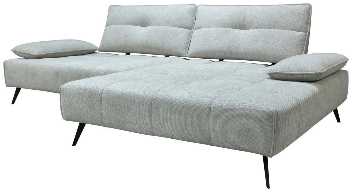 ECKSOFA Ottomane rechts  Greige Chenille  - Greige/Schwarz, Design, Textil/Metall (284/188cm) - Stylife