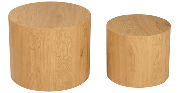 BEISTELLTISCHSET rund Eichefarben - Eichefarben, Design, Holzwerkstoff (38-48/38-48/32-38cm) - Carryhome