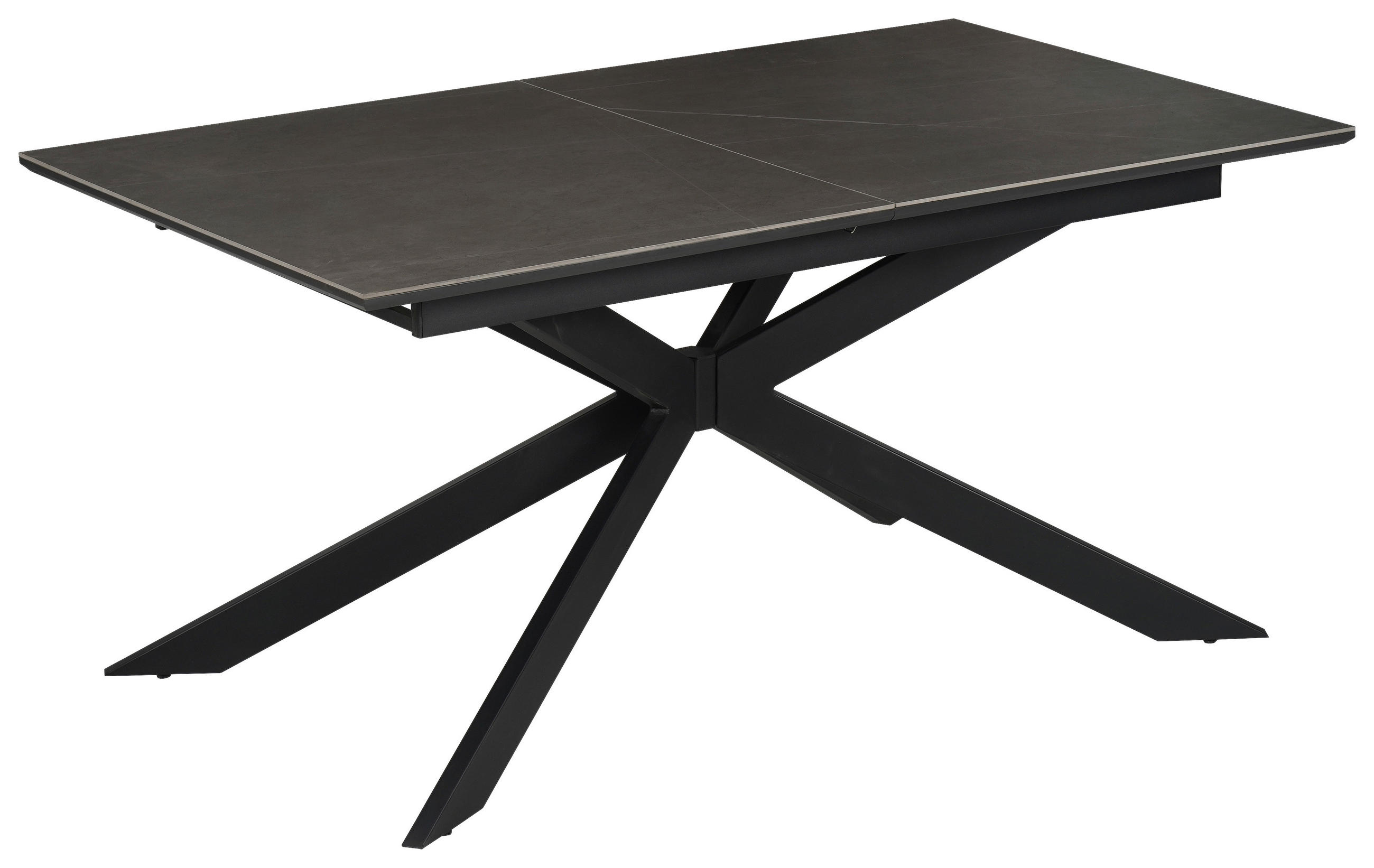 ESSTISCH Grau, Schwarz rechteckig  ausziehbar  - Schwarz/Grau, Design, Keramik/Holzwerkstoff (160-200/90/76cm) - Carryhome