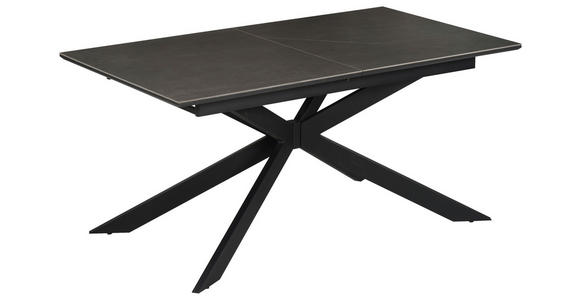 ESSTISCH Grau, Schwarz rechteckig  ausziehbar  - Schwarz/Grau, Design, Keramik/Holzwerkstoff (160-200/90/76cm) - Carryhome