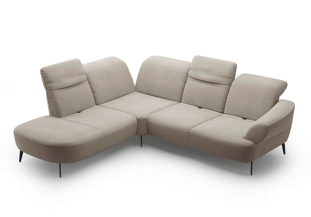 ECKSOFA in Mikrofaser Beige  - Beige/Schwarz, Modern, Textil/Metall (270/302cm) - Sit & More