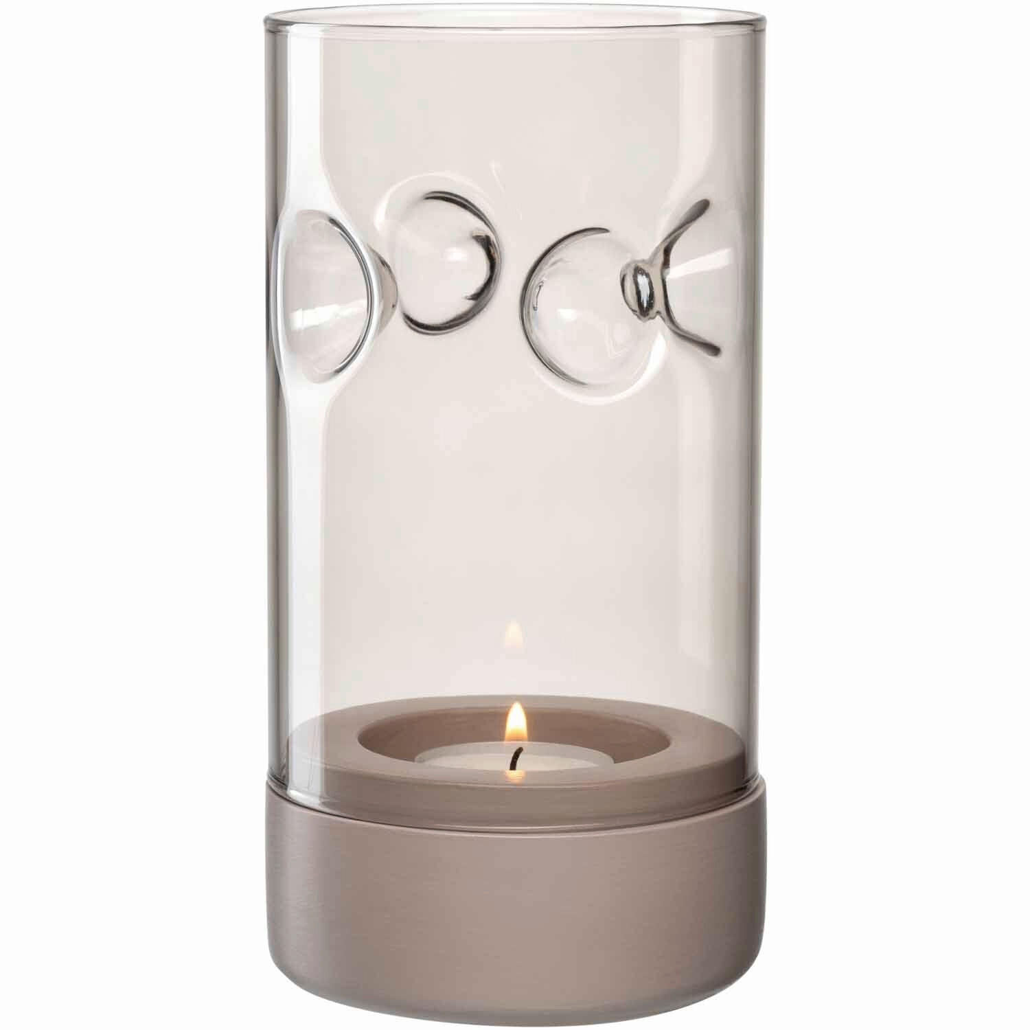 TEELICHTGLAS - Taupe, Design, Glas/Stein (19cm) - Leonardo