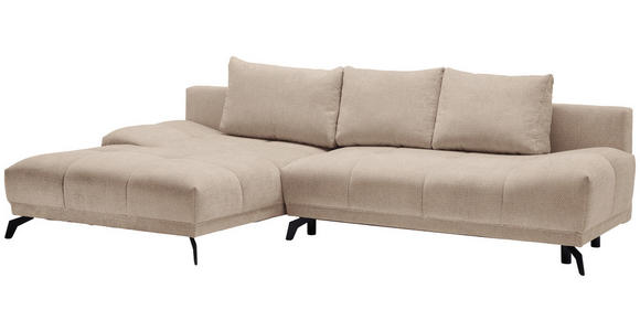 ECKSOFA in Chenille Beige  - Beige/Schwarz, MODERN, Textil/Metall (182/290cm) - Hom`in