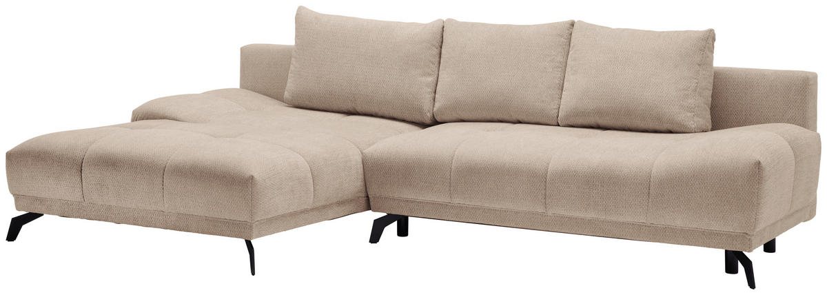 ECKSOFA in Chenille Beige  - Beige/Schwarz, MODERN, Textil/Metall (182/290cm) - Hom`in