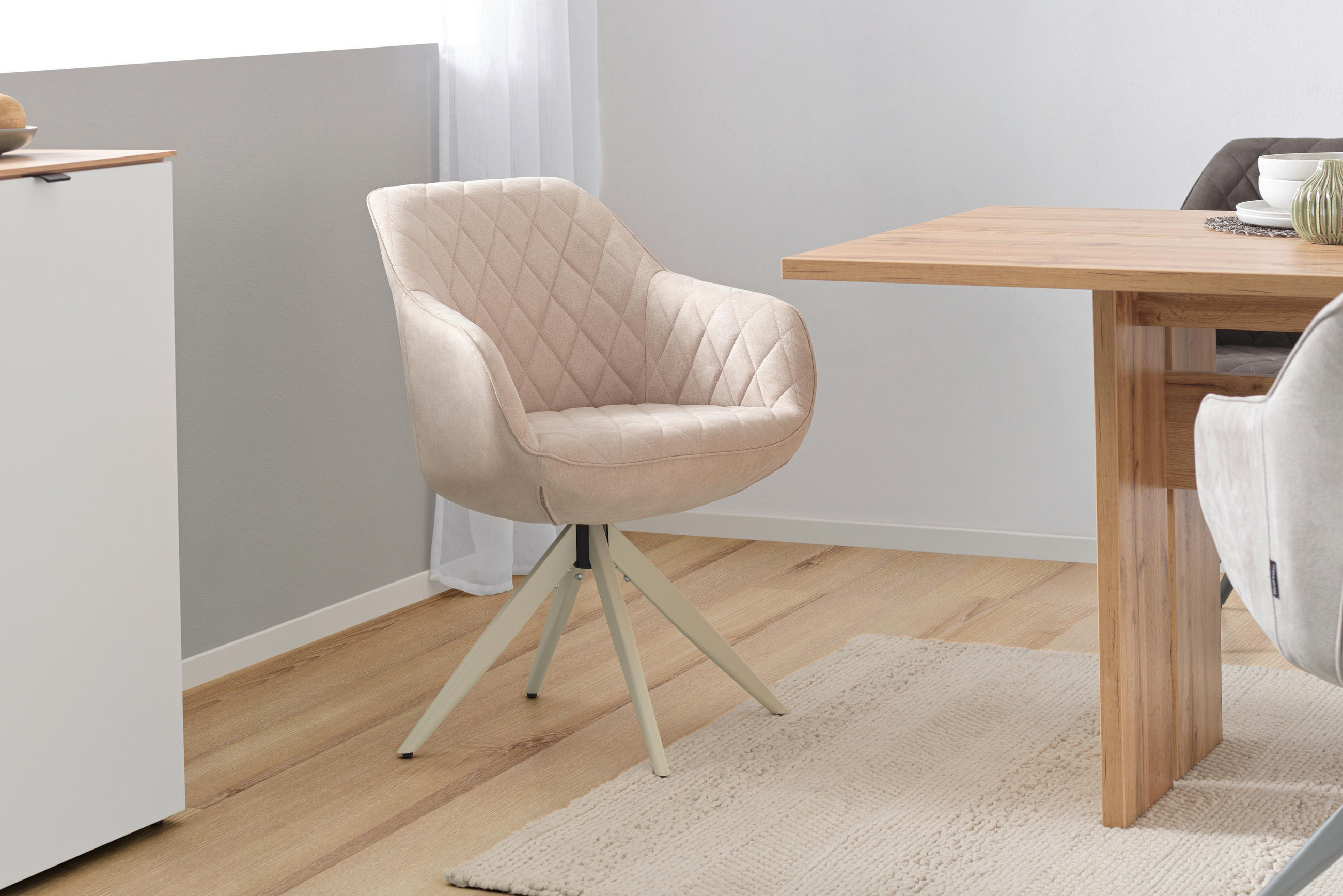 ARMLEHNSTUHL  in Eisen Webstoff  - Beige, MODERN, Textil/Metall (59/84/59cm) - Livetastic