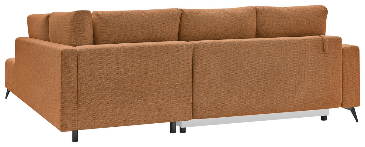 ECKSOFA RAFAEL Rostfarben Struktur Rückenkissen, Bettkasten  - Rostfarben/Schwarz, Design, Textil/Metall (269/218cm) - P & B