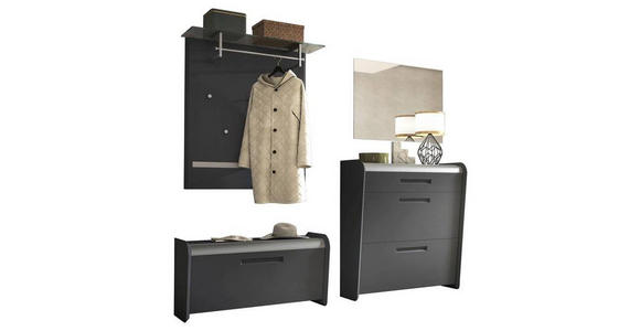 GARDEROBE 205/185/36 cm  - Anthrazit/Alufarben, Design, Holzwerkstoff/Metall (205/185/36cm) - Dieter Knoll