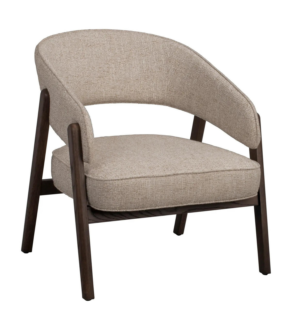 FÅTÖLJ i trä, textil mörkbrun, beige  - beige/mörkbrun, Klassisk, trä/textil (69/75/70cm) - Rowico