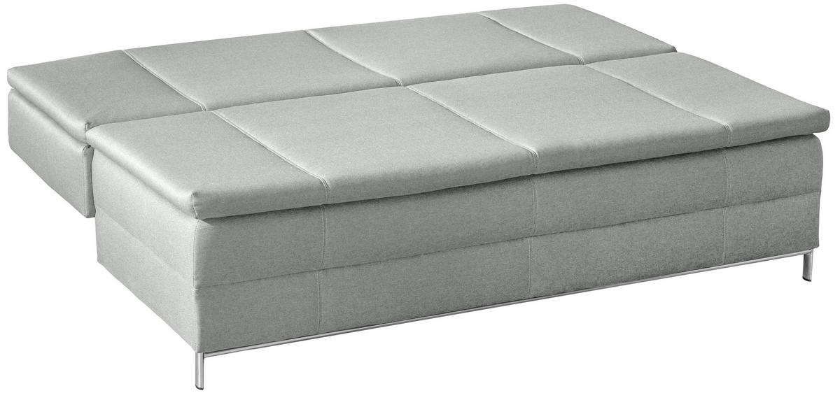 BOXSPRINGSOFA  mit Stoffauswahl, Schlafen auf Sitzhöhe Flachgewebe Hellgrau  - Chromfarben/Hellgrau, Design, Textil/Metall (200/93/107cm) - Novel