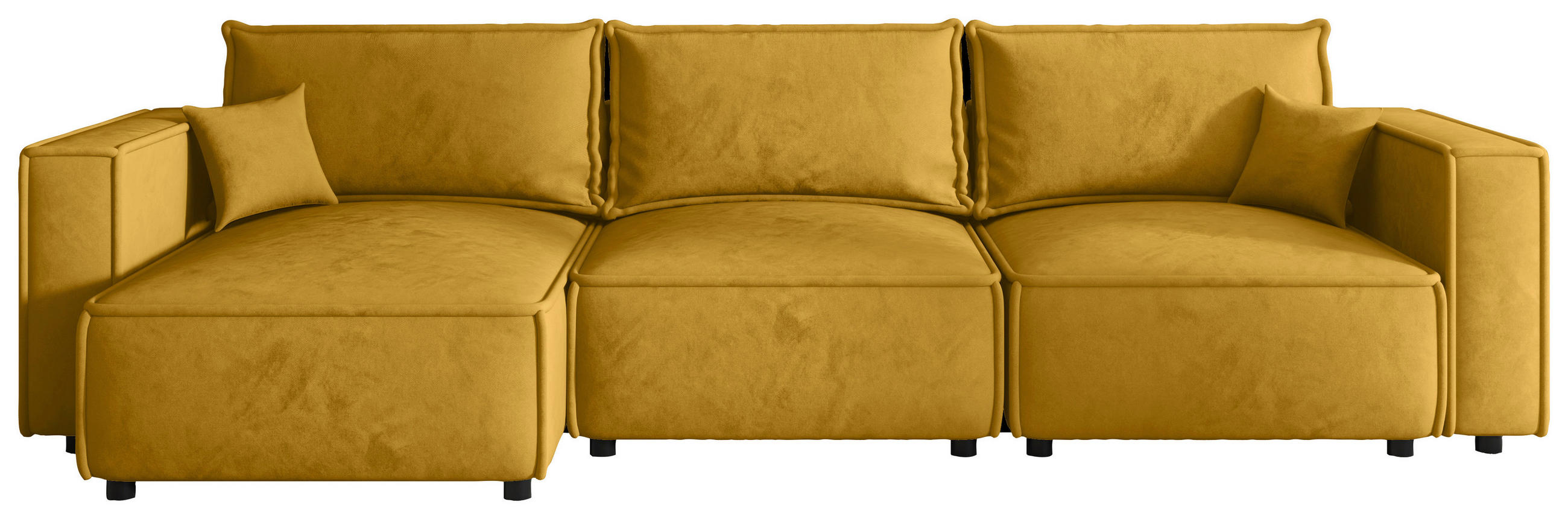 ECKSOFA Senfgelb Webstoff Zierkissen, Rückenkissen, Rücken echt  - Senfgelb/Schwarz, MODERN, Kunststoff/Textil (153/350cm) - Xora