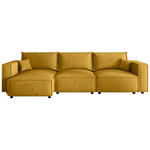 ECKSOFA Senfgelb Webstoff Zierkissen, Rückenkissen, Rücken echt  - Senfgelb/Schwarz, MODERN, Kunststoff/Textil (153/350cm) - Xora