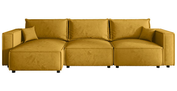 ECKSOFA Senfgelb Webstoff Zierkissen, Rückenkissen, Rücken echt  - Senfgelb/Schwarz, MODERN, Kunststoff/Textil (153/350cm) - Xora