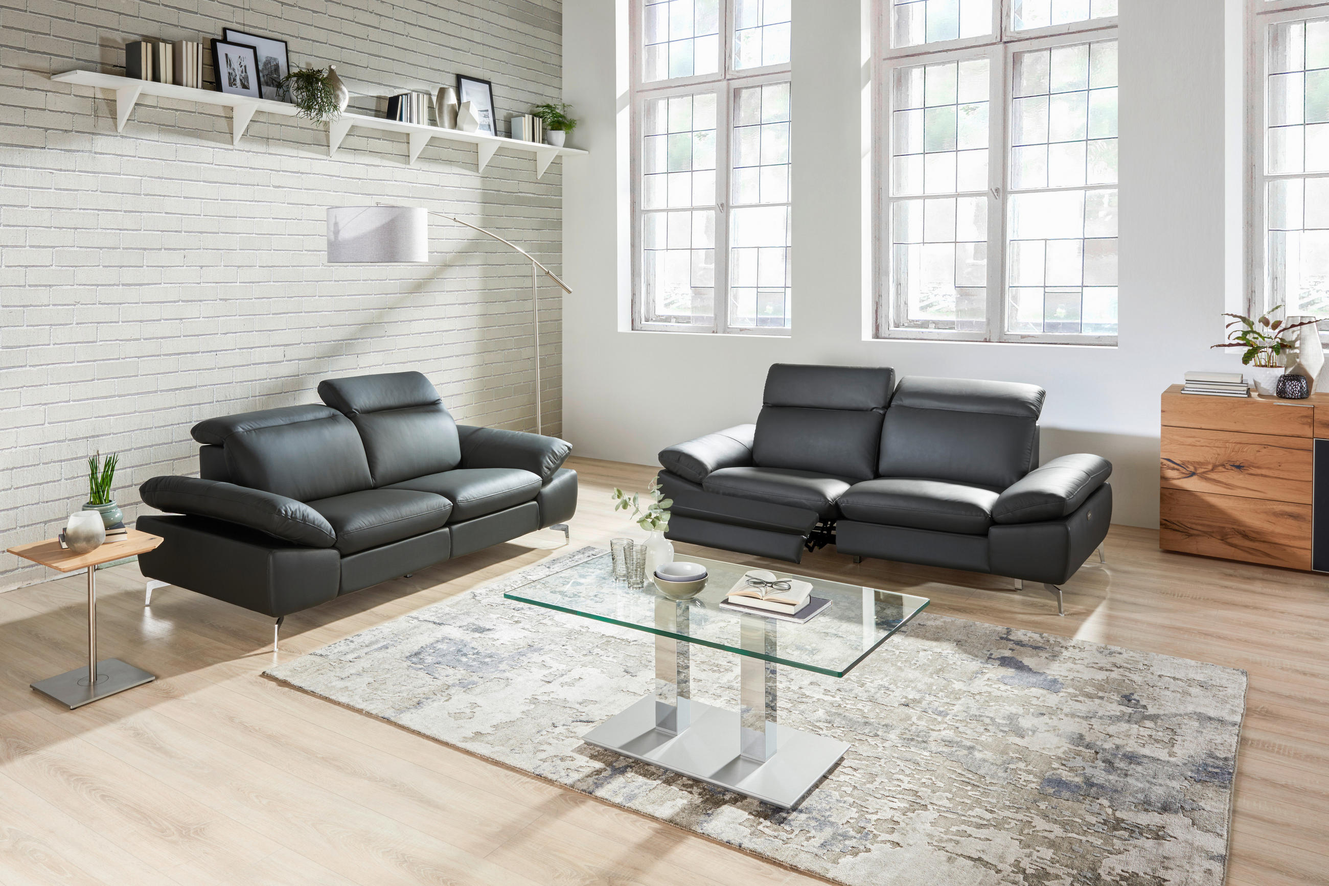 COUCHTISCH Klarglas 110/70/46-65 cm rechteckig Chromfarben, Edelstahlfarben  - Chromfarben/Edelstahlfarben, Design, Glas/Kunststoff (110/70/46-65cm)