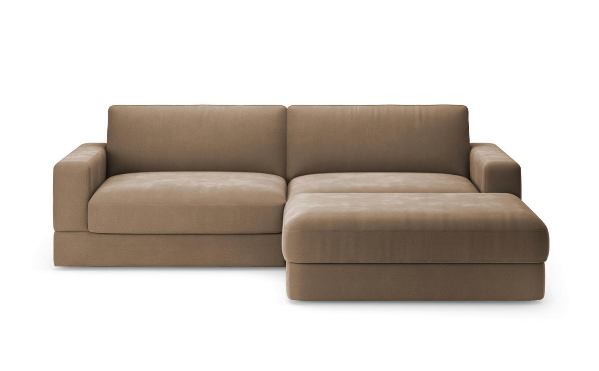 ECKSOFA FABIO E Braun Mikrofaser  - Schwarz/Braun, MODERN, Kunststoff/Textil (264/196cm) - Sit & More