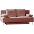 SCHLAFSOFA Spicy Cord Rosa Rückenkissen, Armlehnenkissen, Bettkasten, Schlaffunktion  - Rosa, MODERN, Textil/Metall (193/85/88cm) - Novel