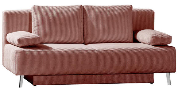 SCHLAFSOFA Spicy Cord Rosa Rückenkissen, Armlehnenkissen, Bettkasten, Schlaffunktion  - Rosa, MODERN, Textil/Metall (193/85/88cm) - Novel