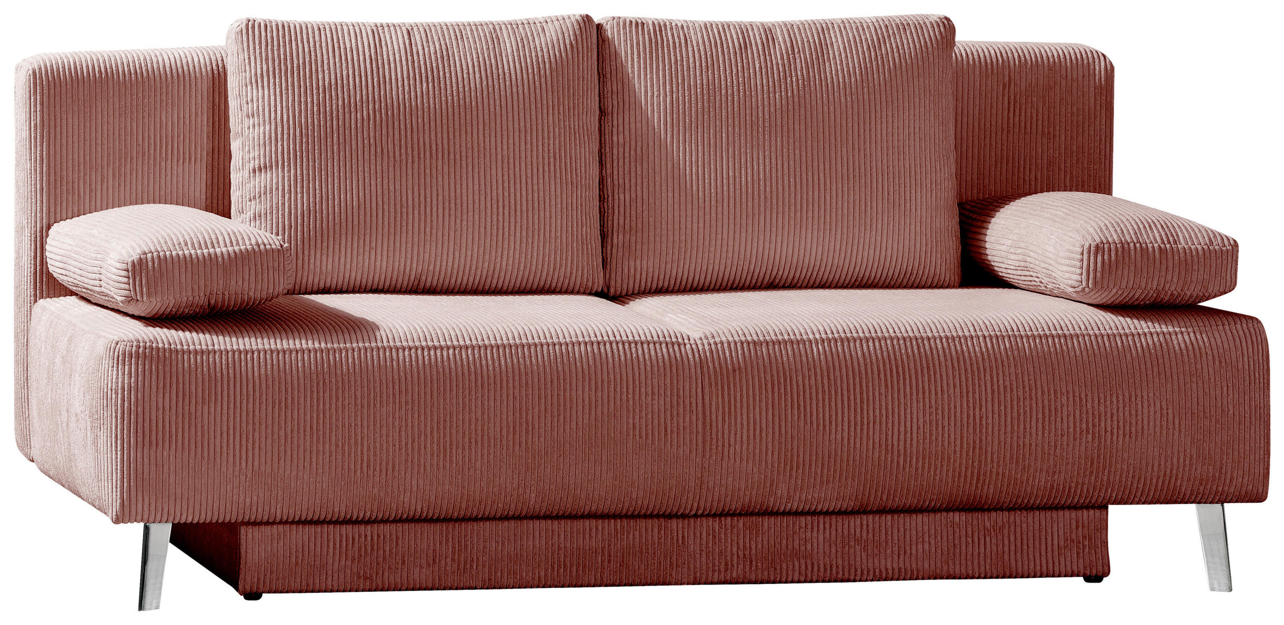 SCHLAFSOFA Spicy  mit Fußauswahl, Stoffauswahl, Rücken echt Cord Rosa  - Rosa, MODERN, Textil/Metall (193/85/88cm) - Novel