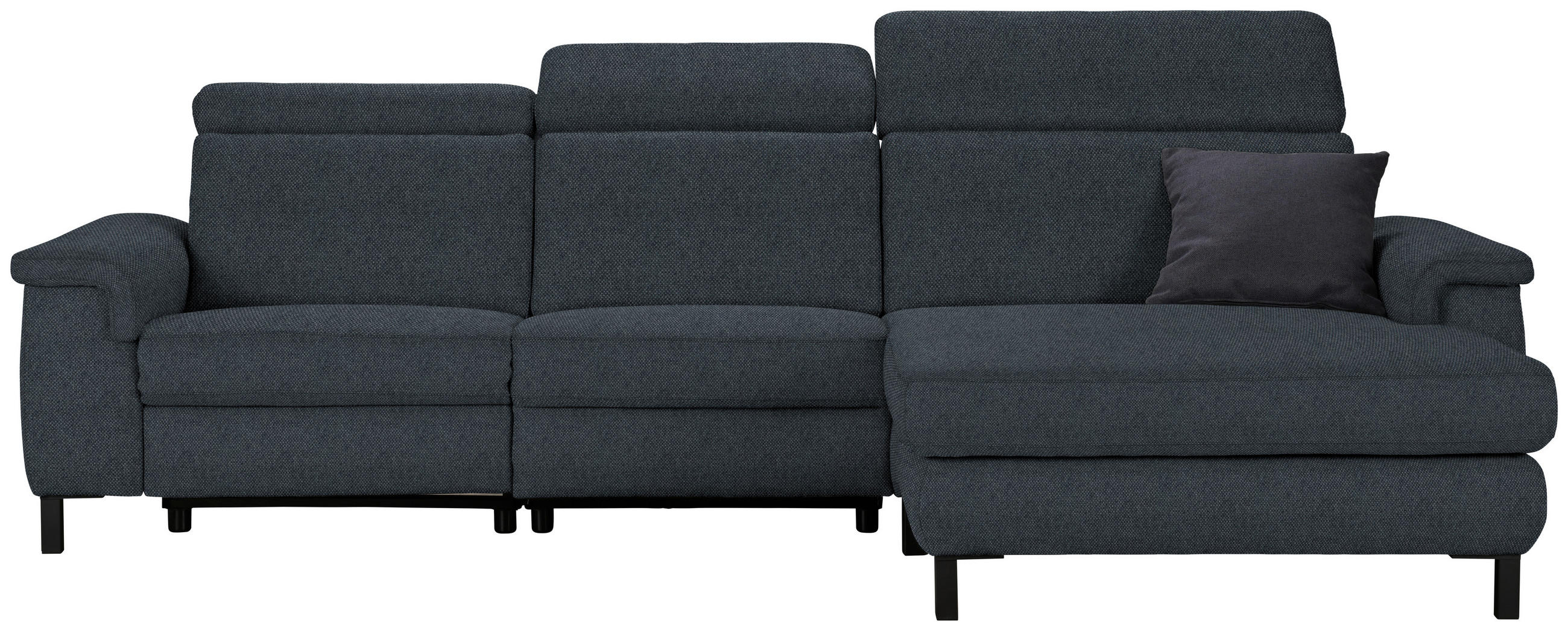 ECKSOFA in Flachgewebe Anthrazit  - Anthrazit/Schwarz, Konventionell, Textil/Metall (304/182cm) - Pure Home Comfort