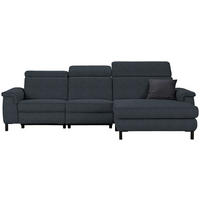 ECKSOFA in Flachgewebe Anthrazit  - Anthrazit/Schwarz, Konventionell, Textil/Metall (304/182cm) - Pure Home Comfort