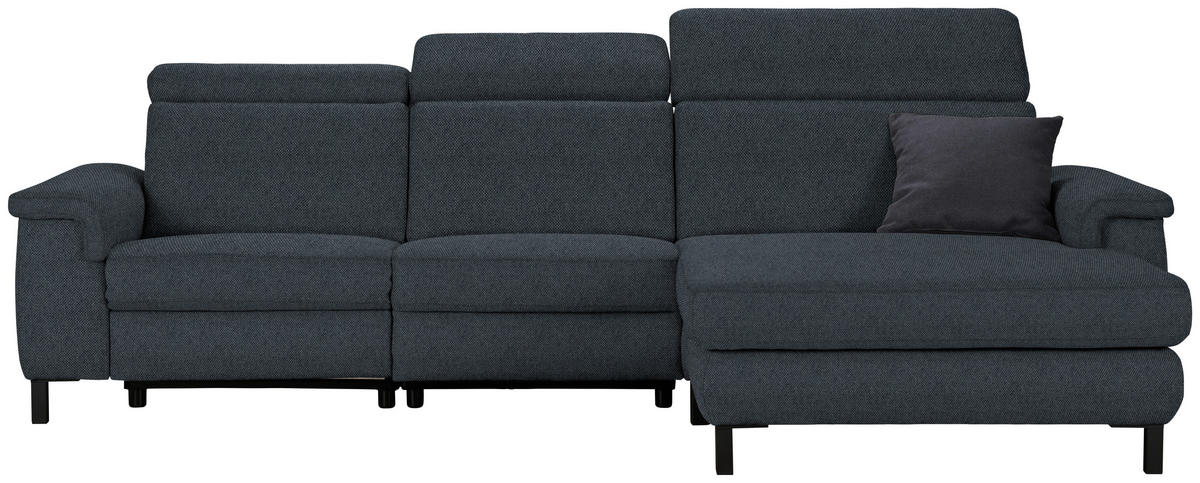 ECKSOFA in Flachgewebe Anthrazit  - Anthrazit/Schwarz, Konventionell, Textil/Metall (304/182cm) - Pure Home Comfort