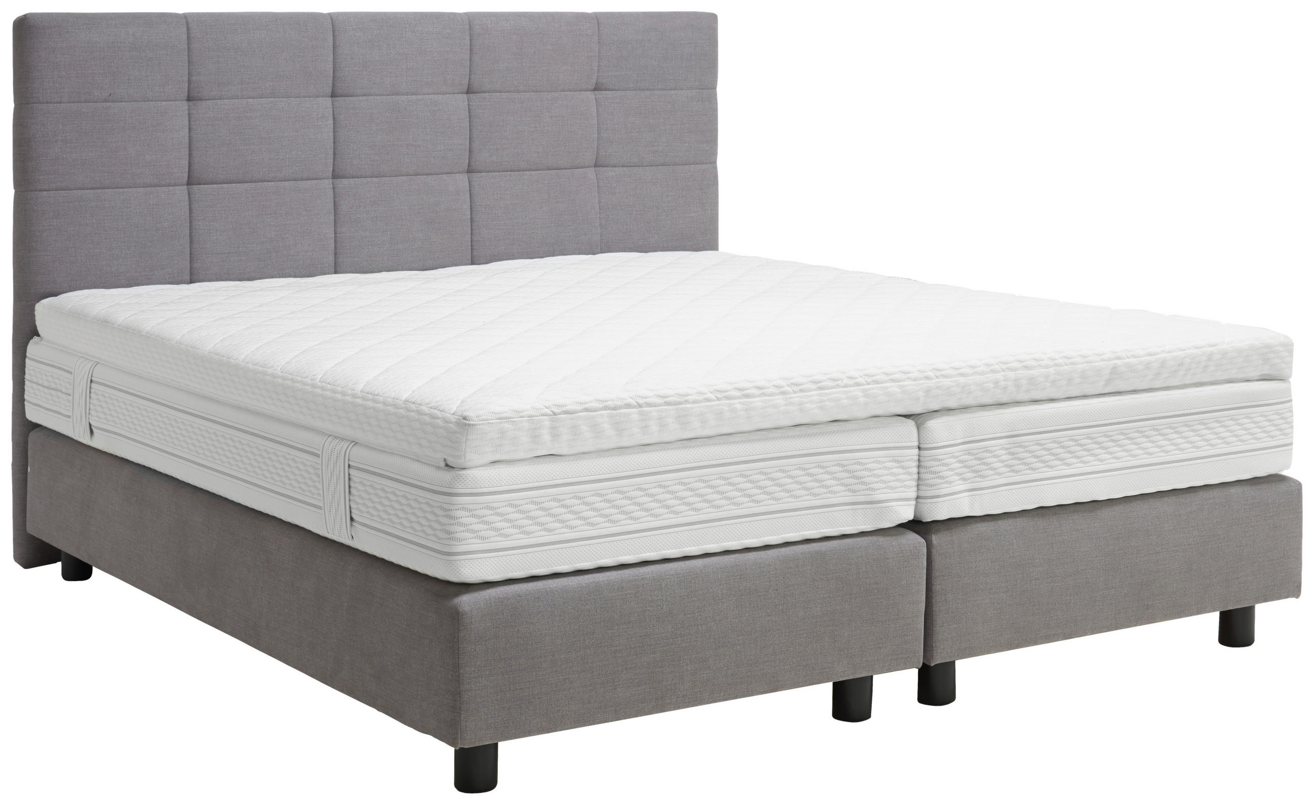 BOXSPRINGBETT in Webstoff Grau  - Schwarz/Grau, Design, Holz/Textil (180/200cm) - Joka