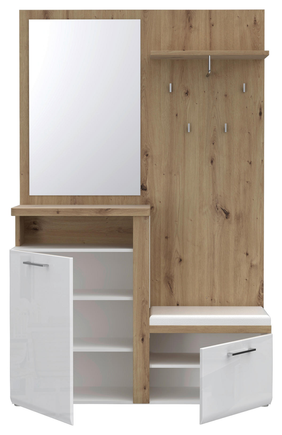 GARDEROBE  in 128,8/201/43,4 cm  - Weiß/Eiche Artisan, MODERN, Holzwerkstoff (128,8/201/43,4cm) - MID.YOU