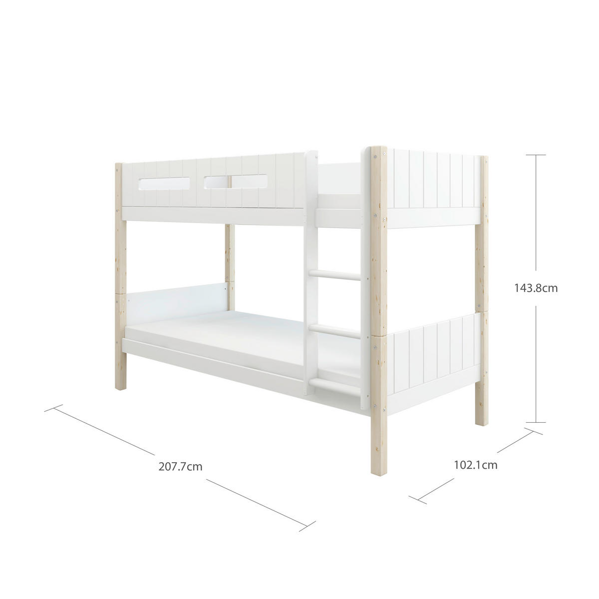 ETAGENBETT 90/200 cm,  in Absturzsicherung, Leiter, Lattenrost, Rollroste  - Naturfarben/Weiß, MODERN, Holz (90/200cm) - Chameo