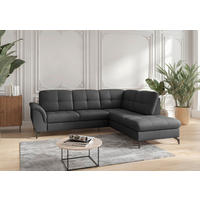 ECKSOFA in Vliesstoff Kombination Echtleder/Stoff Schwarz  244/212 cm  - Schwarz, MODERN, Leder/Textil (244/212cm) - Sit & More