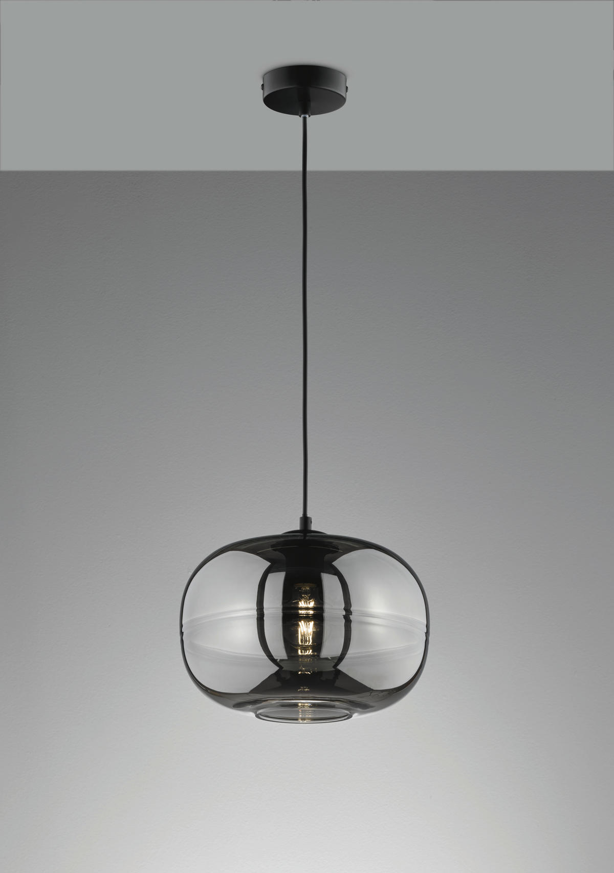 PENDELLAMPA Ink 29,50/140 cm  - grå/svart, Design, metall/glas (29,50/140cm) - Fischer & Honsel