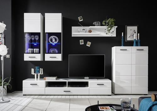 ANSAMBLU MOBILIER CAMERA DE Z in alb  - alb/antracit, Modern, plastic/sticlă (285/190/40cm) - Xora