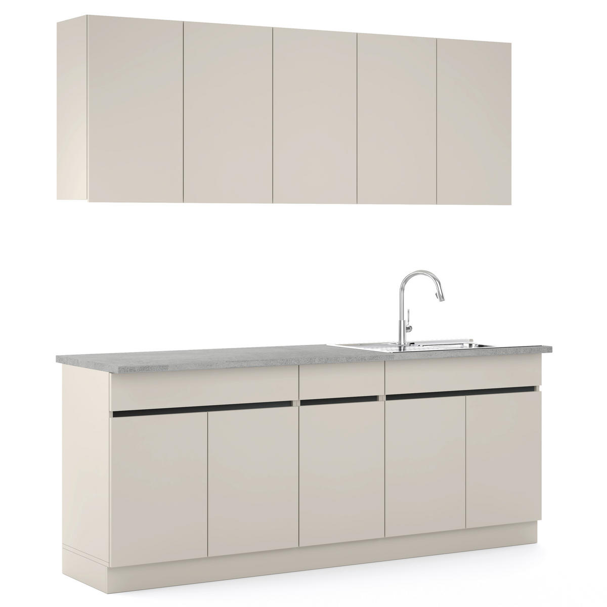 BLOK KUHINJA BEZ APARATA  antracit, kašmir  - kašmir/antracit, Konvencionalno, drvni materijal