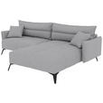 ECKSOFA  in Cord Hellgrau  253/180 cm  - Hellgrau/Schwarz, KONVENTIONELL, Textil/Metall (253/180cm) - Carryhome
