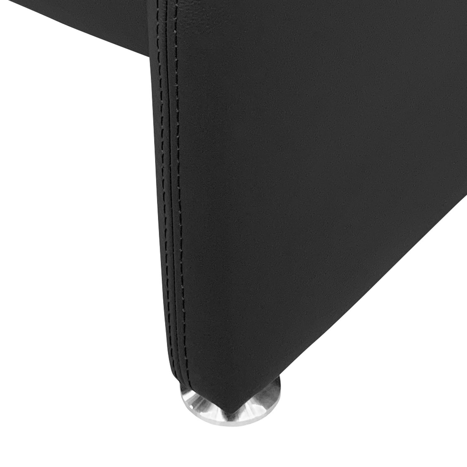 HOCKER Echtleder Schwarz  - Silberfarben/Schwarz, Design, Leder/Metall (62/42/60cm) - Livetastic