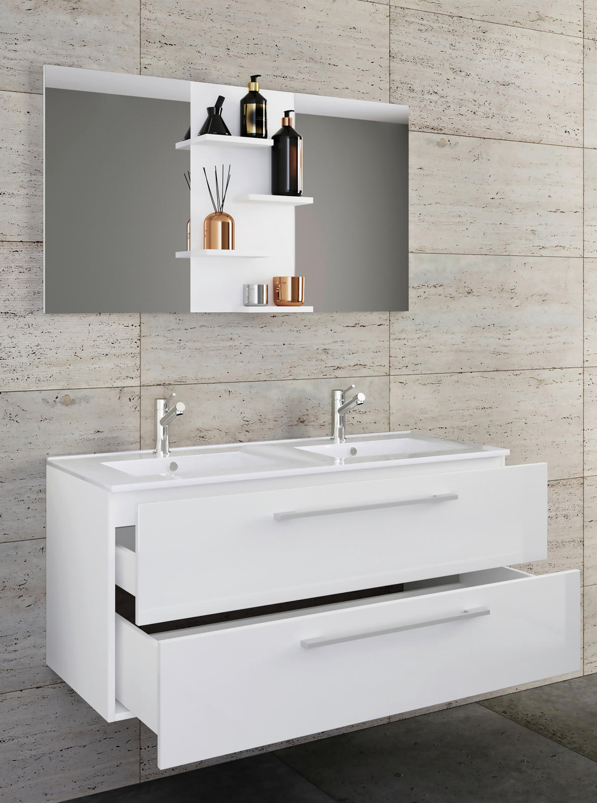 BADEZIMMER  in 112 cm  - Weiß, MODERN, Keramik/Holzwerkstoff (112cm) - MID.YOU