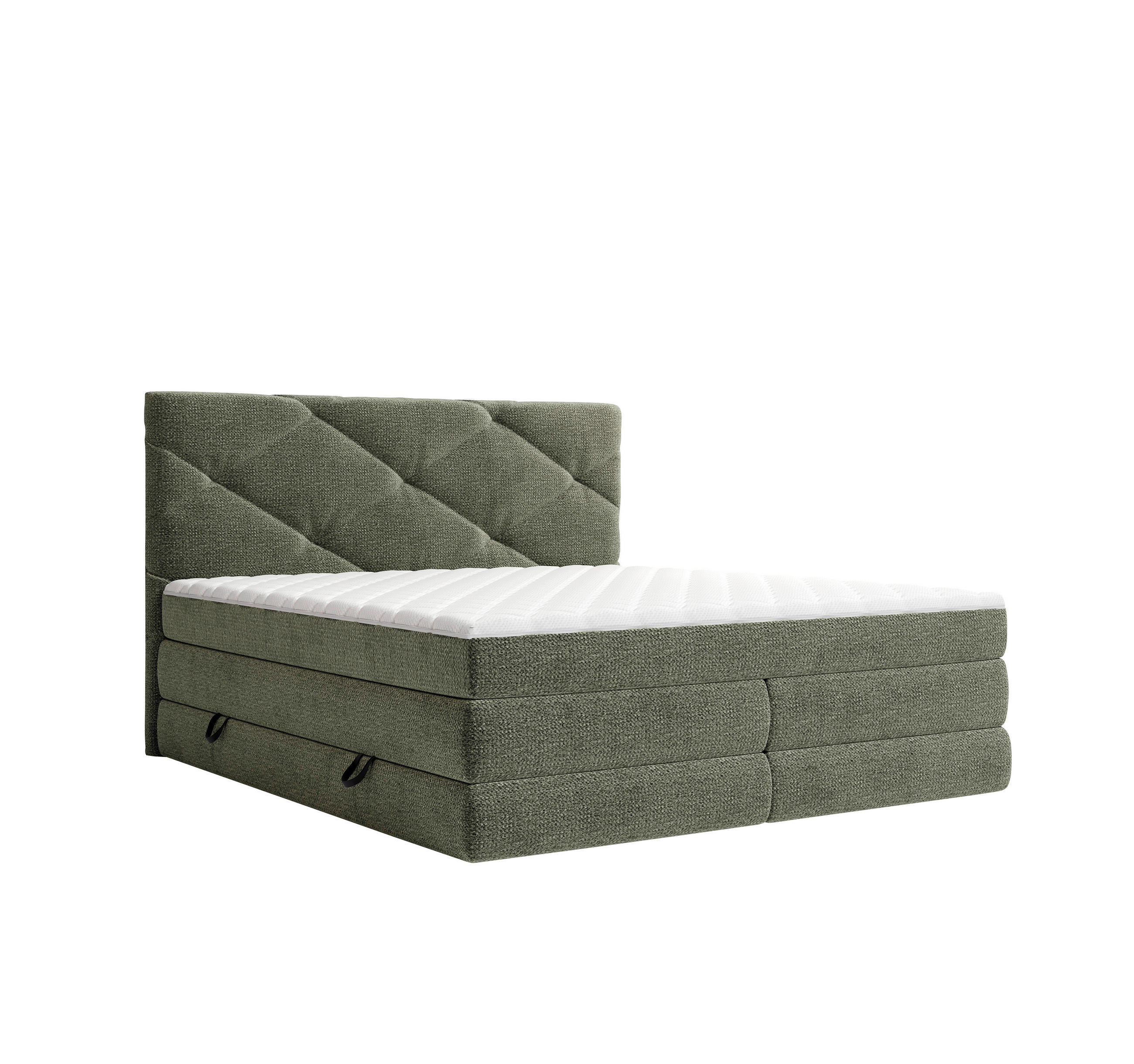 BOXSPRINGBETT 160/200 cm,  in Dunkelgrün, Bettkasten, Matratzen, H2 + H3 = mittel + fest  - Dunkelgrün/Schwarz, KONVENTIONELL, Kunststoff/Textil (160/200cm) - Carryhome