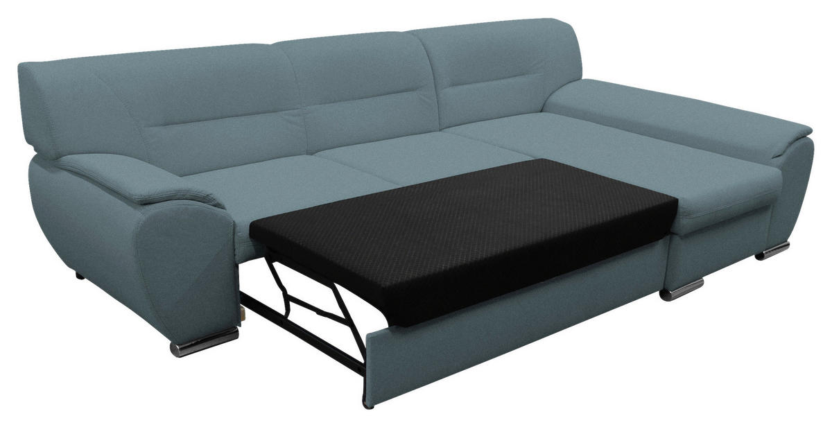 ECKSOFA Blau Flachgewebe  - Blau/Silberfarben, Design, Kunststoff/Textil (281/167cm) - MID.YOU