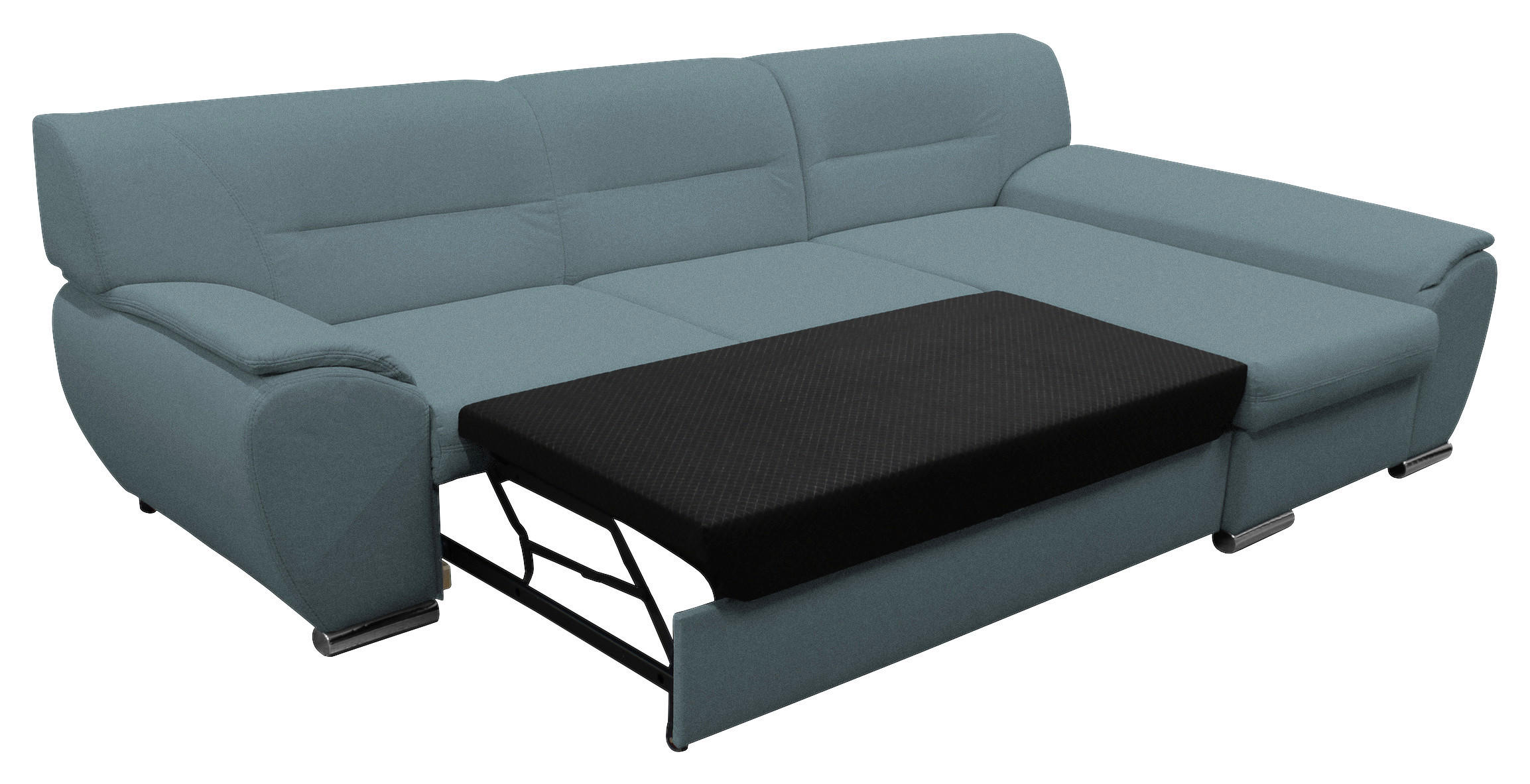 Thumbnail - Mid.you Ecksofa, Blau, Textil, 3-Sitzer, Ottomane rechts, L-Form, 281x167 cm, Made in EU, Stoffauswahl, seitenverkehrt e...